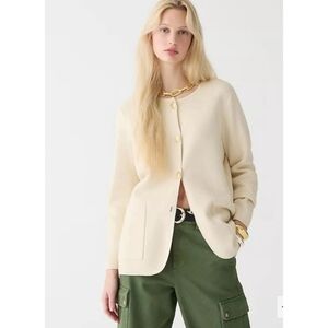 J. Crew Giselle Sweater-Blazer In Bleached Sand Knit Cardigan Size XS